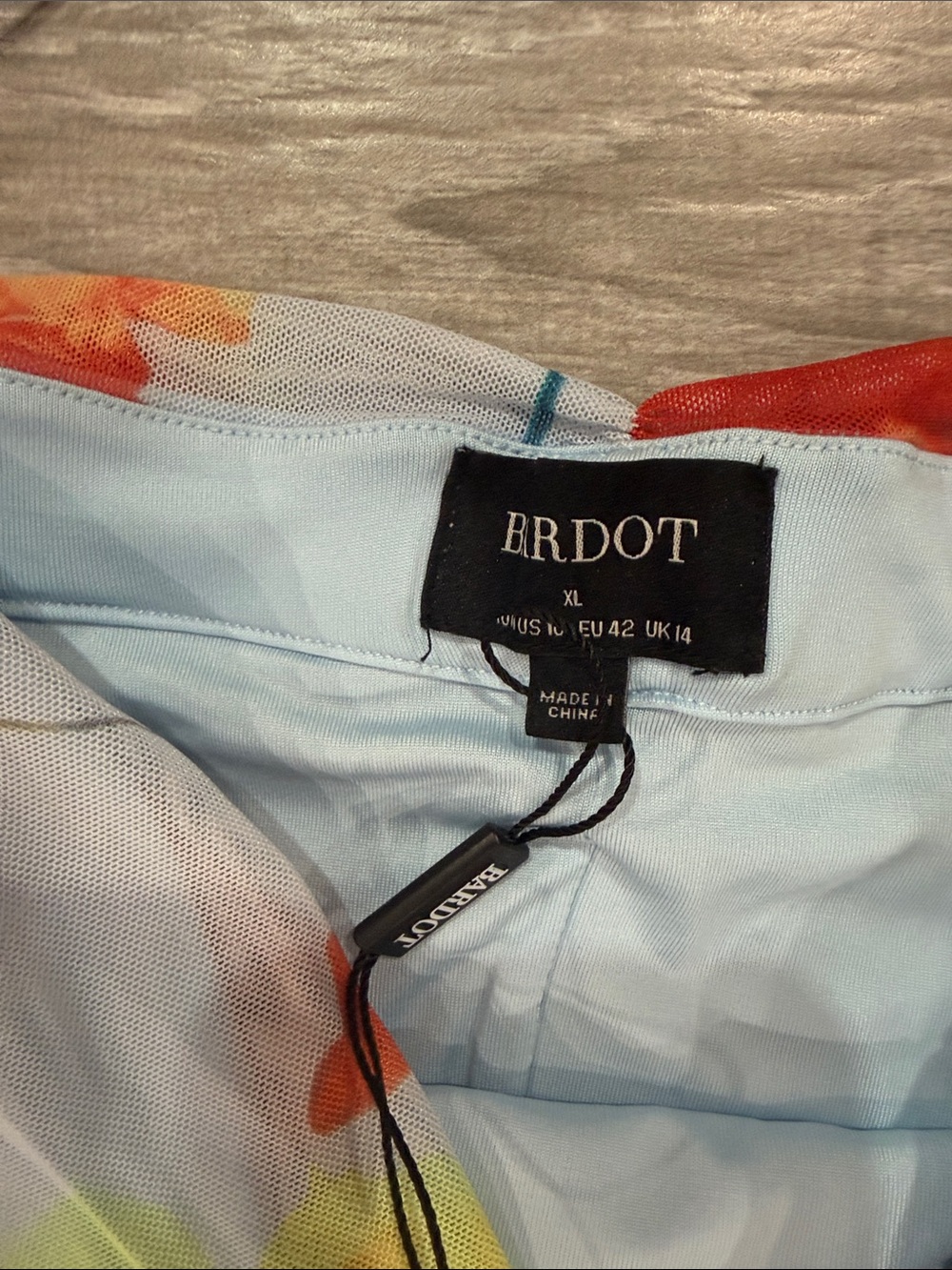 Bardot Strapless Light Blue Floral Party Dress XL - Picture 2 of 3